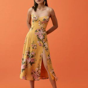 Reformation Juliette Yellow Floral Midi Dress